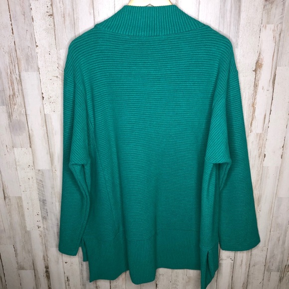 Mellowday Teal Cowl Neck Plus Size Sweater - Picture 3 of 5